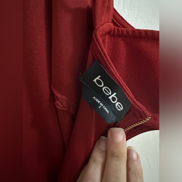 Sexy BeBe Red Cutout Wide Leg belted pant Jumpsuit size 2 straight leg - Picture 5 of 8